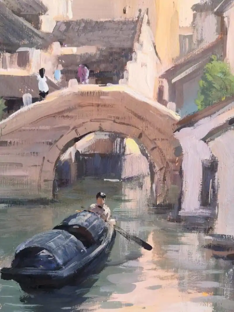 色彩水粉风景,江南水乡写生.附步骤图.