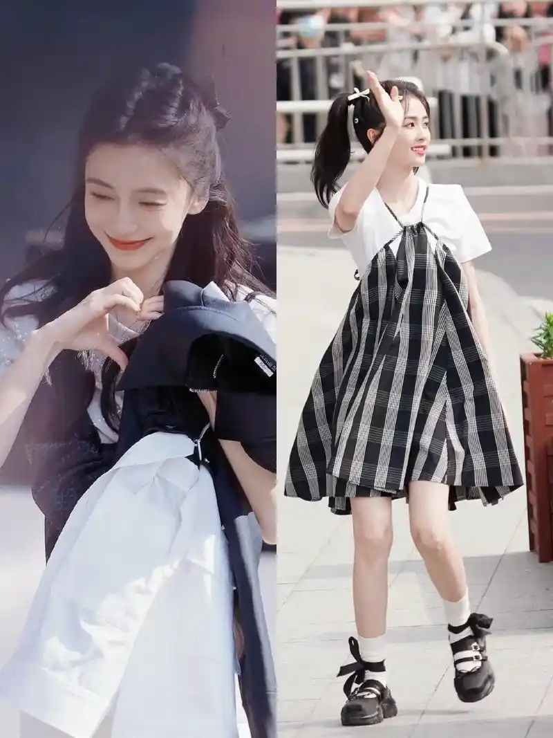 杨颖白鹿跑男同款穿搭.这期两人都是走甜美可爱公主风 #杨颖a - 抖音