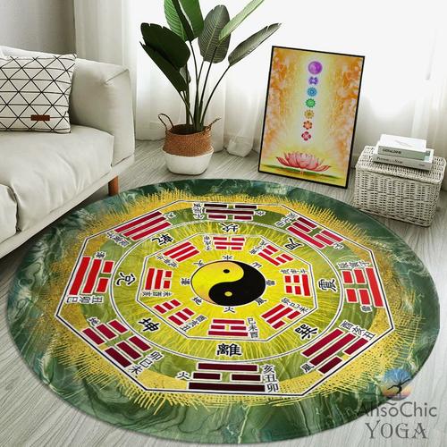 阴阳八卦太极地垫圆形地毯瑜伽垫禅修打坐冥想垫踏罡防滑垫可水洗