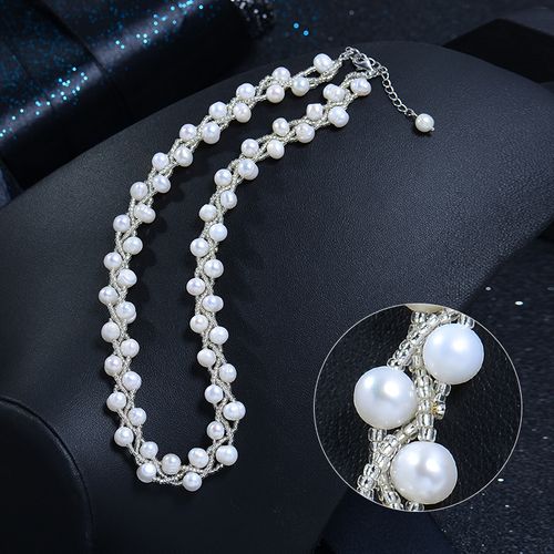 原创设计手工编织天然珍珠项链短款锁骨链女项链