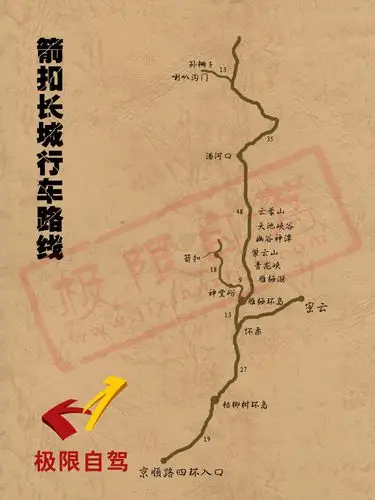 怀柔箭扣长城路线图