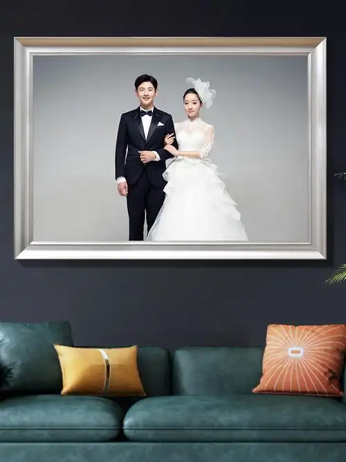 轻奢婚纱照相框放大挂墙小30寸36寸床头结婚照组合装送洗照片
