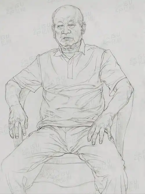 人物线描半身像写生示范内含细节哦