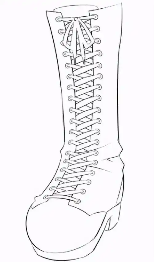 基础绘画靴子正面的鞋带怎么画