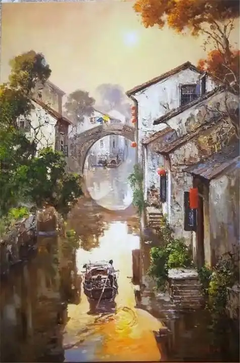 江南水乡油画吴冠中江南水乡油画