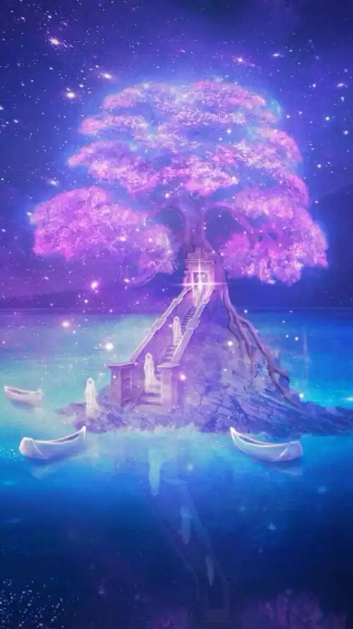 唯美动漫星空壁纸唯美蓝色樱花系星空夜晚动漫壁纸