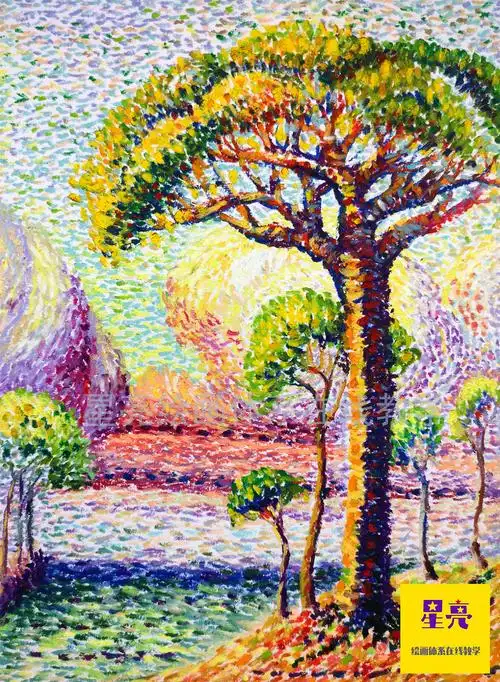 油画棒点彩风景
