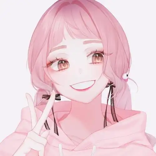 玫红头发笑脸妹子_动漫女生头像图片_扣扣居