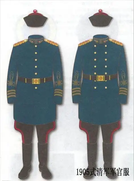 1905式样清军军服式样清朝禁卫军第一协统领:良弼晚清高级将领合影.