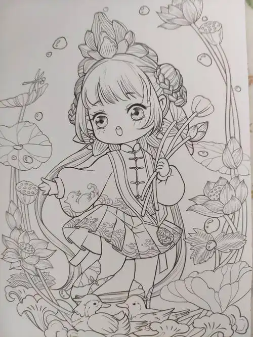 新入的萌系可爱古风绘画涂色书展示1