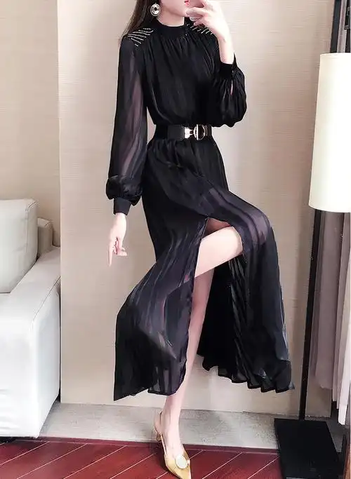 2020年流行女装新款春装连衣裙名媛御姐长裙气质仙女超仙雪纺裙潮