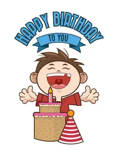 卡通男孩尖叫庆祝生日快乐素材