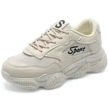 女鞋2019春季潮厚底休闲运动鞋批发超火的鞋女鞋 898米色 39