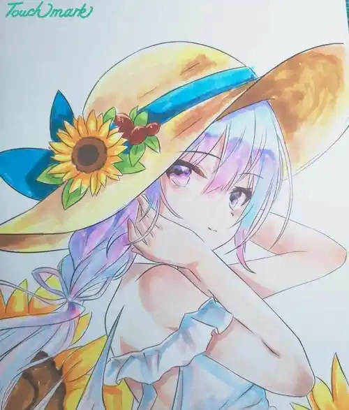 t馆绘画小课堂:马克笔人物手绘教程——《向日葵女孩》_颜色_版权