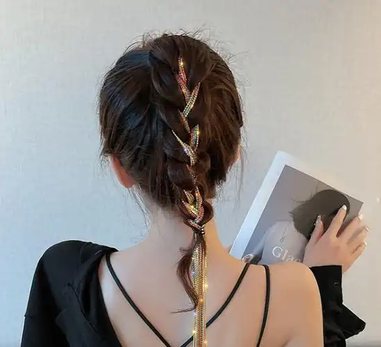 编发彩绳脏脏辫头绳辫子编头发的神器2021年闪钻链条马尾点缀头饰 一