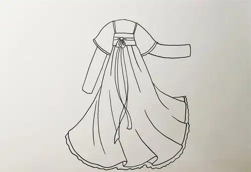 画古装裙子简笔画教程简笔画|简单可爱古风人物女孩小姐姐线稿简笔画