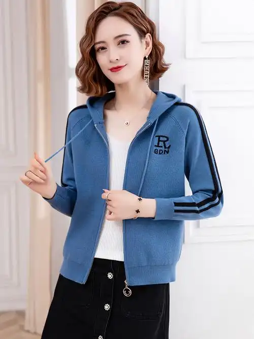 女士短外套秋装2022年新款女装秋季运动休闲拉链卫衣短外套