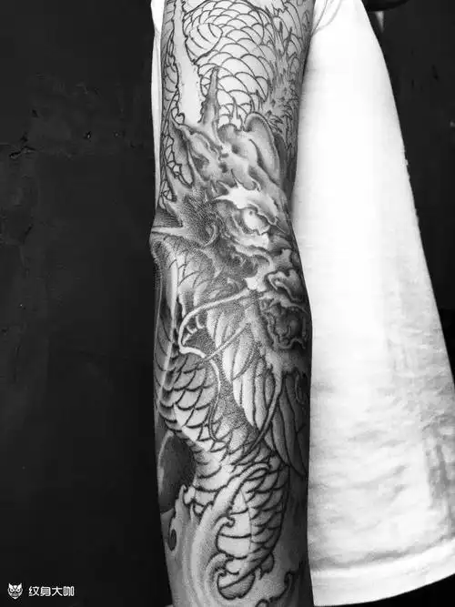 新传统花臂龙_纹身图案手稿图片_王海涛的纹身作品集