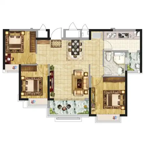 l6-b(103㎡,三室两厅一卫)