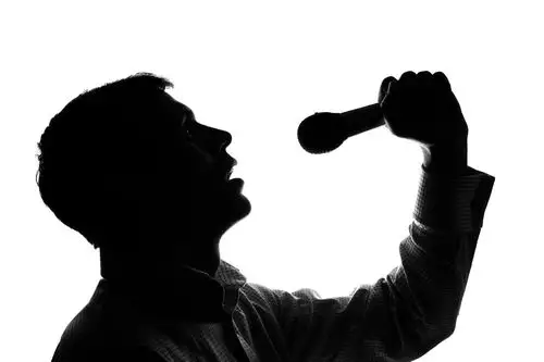 男青年,唱,麦克风,剪影