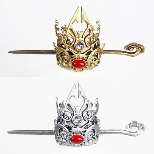 古装影视剧头饰男款大侠头冠宫廷太子发冠金色发饰