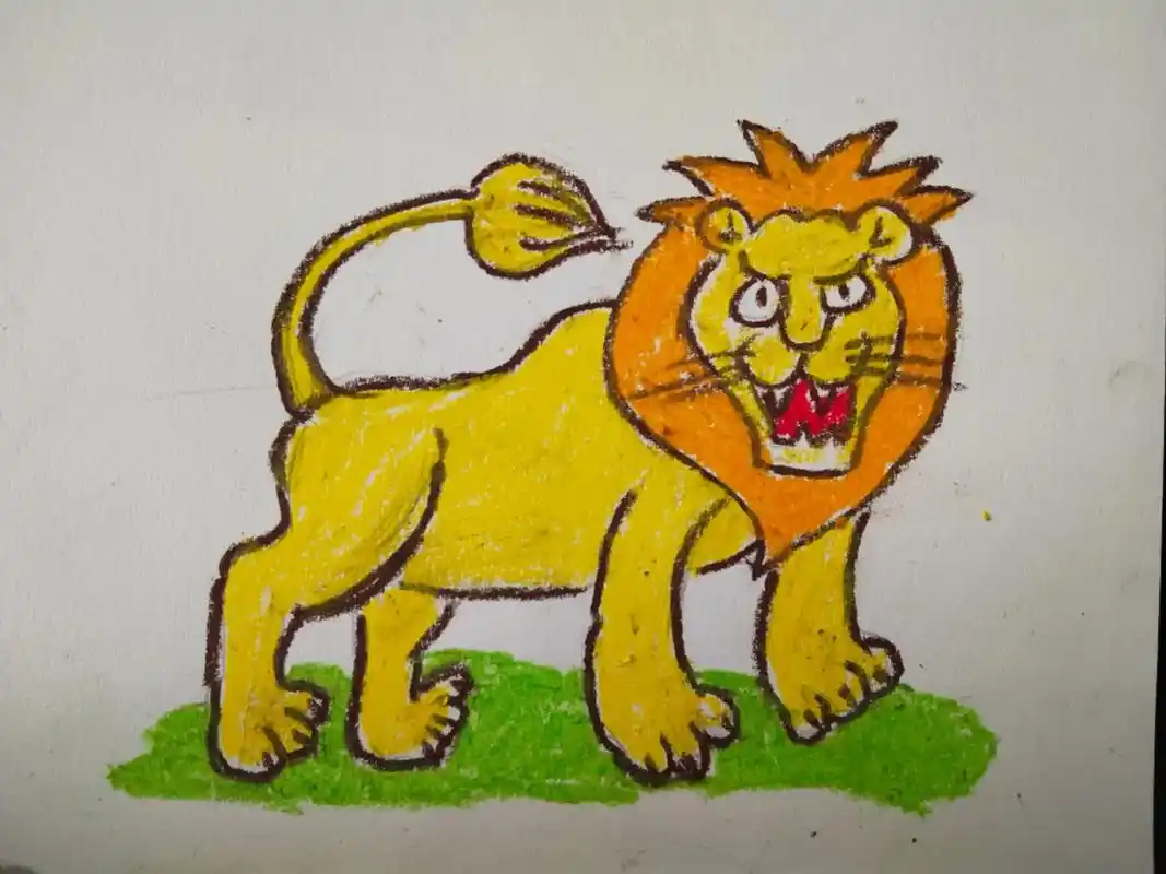 油画棒画狮子.#油画棒教程 #简笔画 #跟着抖音学画画 #乱 - 抖音