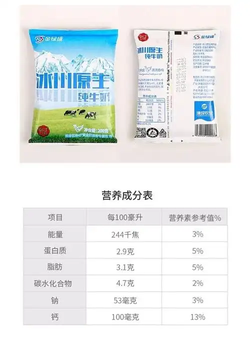 金绿成冰川原生纯牛奶 新疆袋装 20包 全脂学生 女士老人早餐 金绿成