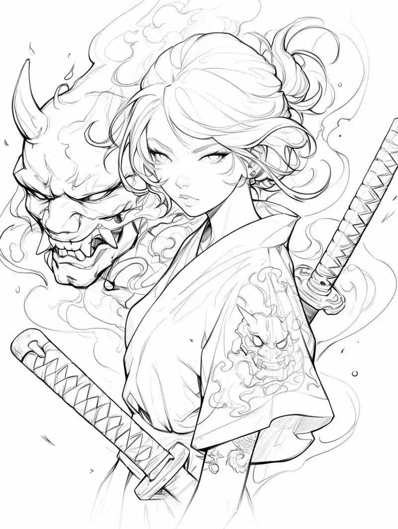 💃🎨 艺妓线条纹身手稿,绘出你的东方美!艺妓纹身源自日本 - 抖音