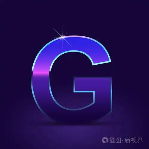 闪亮的金属80s 复古风格字母 g 大写字体在深紫色背景