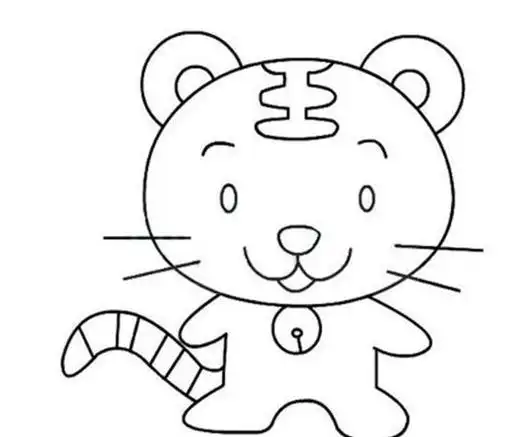 卡通版十二生肖简笔画——虎简单q版小老虎简笔画视频教程