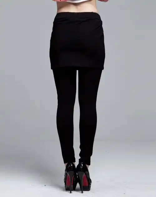 黑色加厚弹力假两件打底裤裙