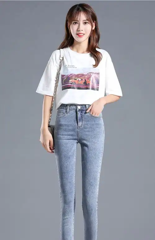 【大牌女装】雅鹿新品牛仔裤高腰加长女高个子夏季薄款显瘦170弹力