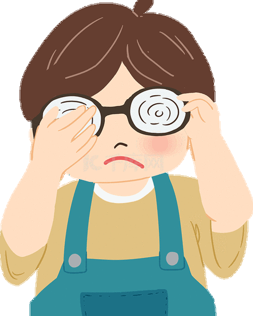 男孩儿童近视眼疲劳动图gif