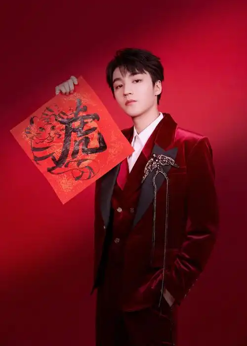 王俊凯红色丝绒西装