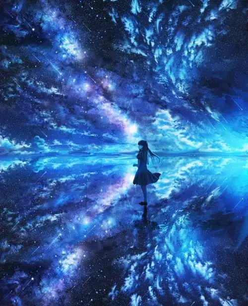 动漫风景幻境短裙美女少女星空太空