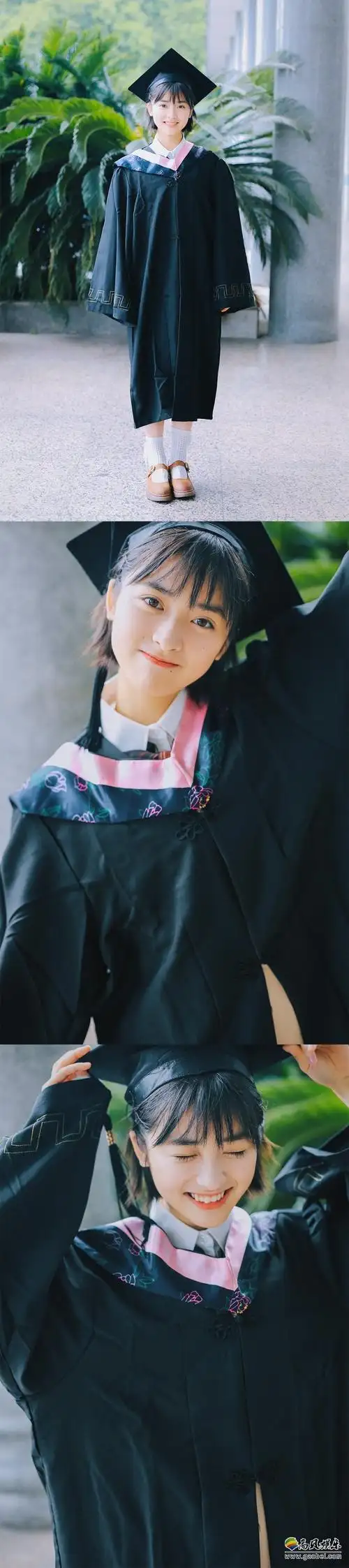 沈月微博晒出学士服毕业照片:一头清爽短发十分日系,表情调皮鬼马可爱
