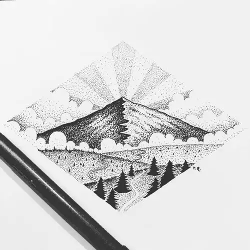 针管笔点绘风景插画 | riethmuller draws