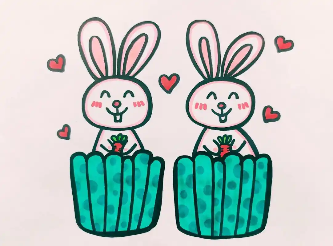 情人节简笔画,小白兔怎么画简单,简笔画小白兔,简笔画可爱小段镲