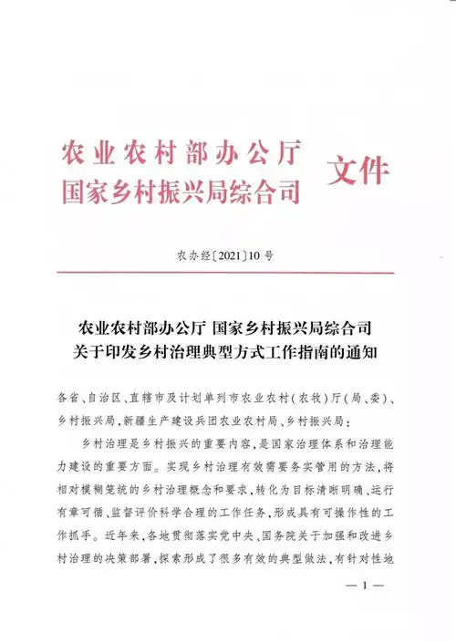 农业农村部国家乡村振兴局联合发布乡村治理典型方式工作指南