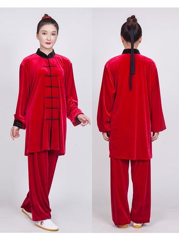中长太极服女修身秋冬季2022新款高端金丝绒太极拳太极服