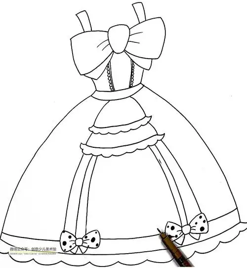 美丽的颜色在黑色卡纸上剪出衣架的外形并将公主裙剪下来将画好的裙子