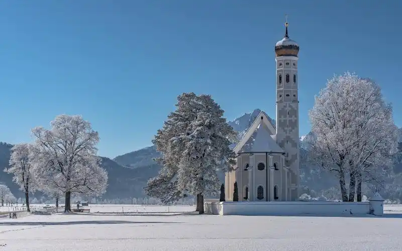 德国巴伐利亚冬天雪景,高清图片,电脑桌面-壁纸族