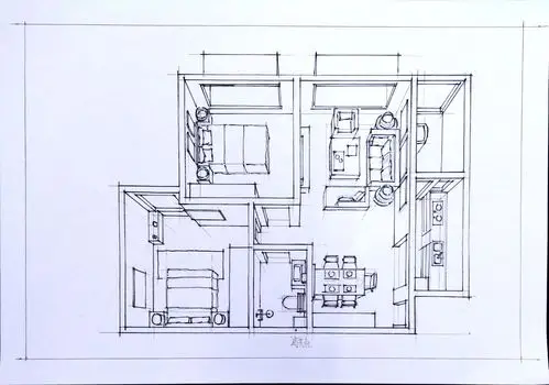 一叶手绘室内设计手绘线稿