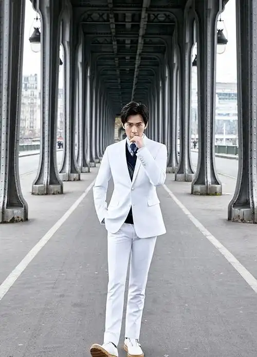 杨洋穿白色西装游走巴黎 化身痞帅王子
