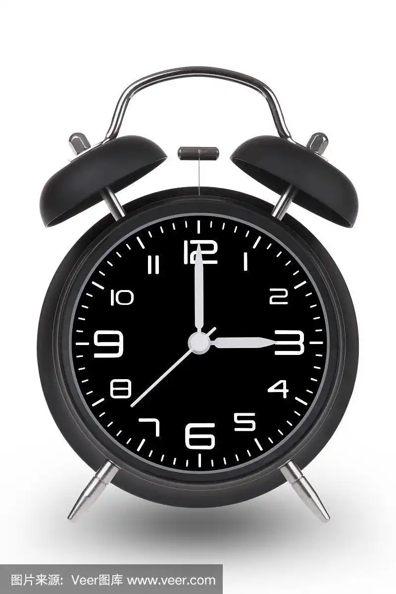 闹钟在凌晨3点或下午孤立白色背景