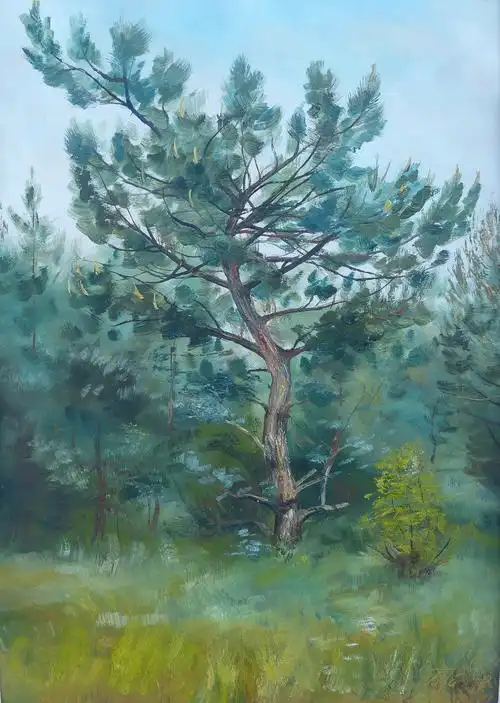 【欧洲油画】淍斯夫. 拉吴荷 春天的树 28 x 40cm 奥地利