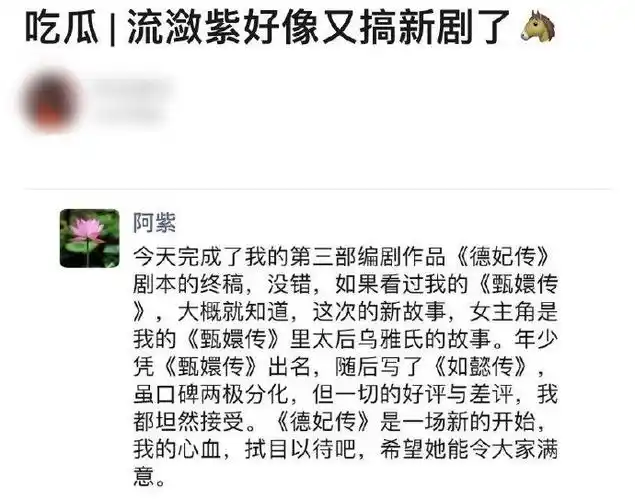 流潋紫将推出新剧德妃传