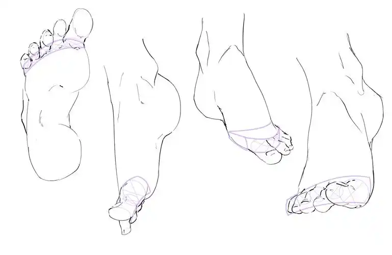 在脚趾所在的位置画一条带子,并使用圆柱体更容易放置每个脚趾.