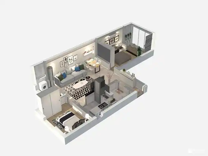 现代风格两室一厅装修设计效果图