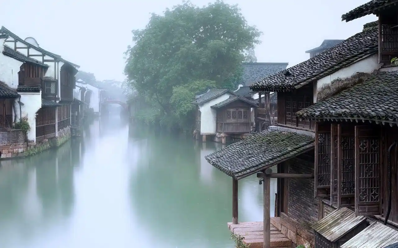 朦胧江南水乡唯美高清桌面壁纸_风景壁纸_壁纸下载_美桌网